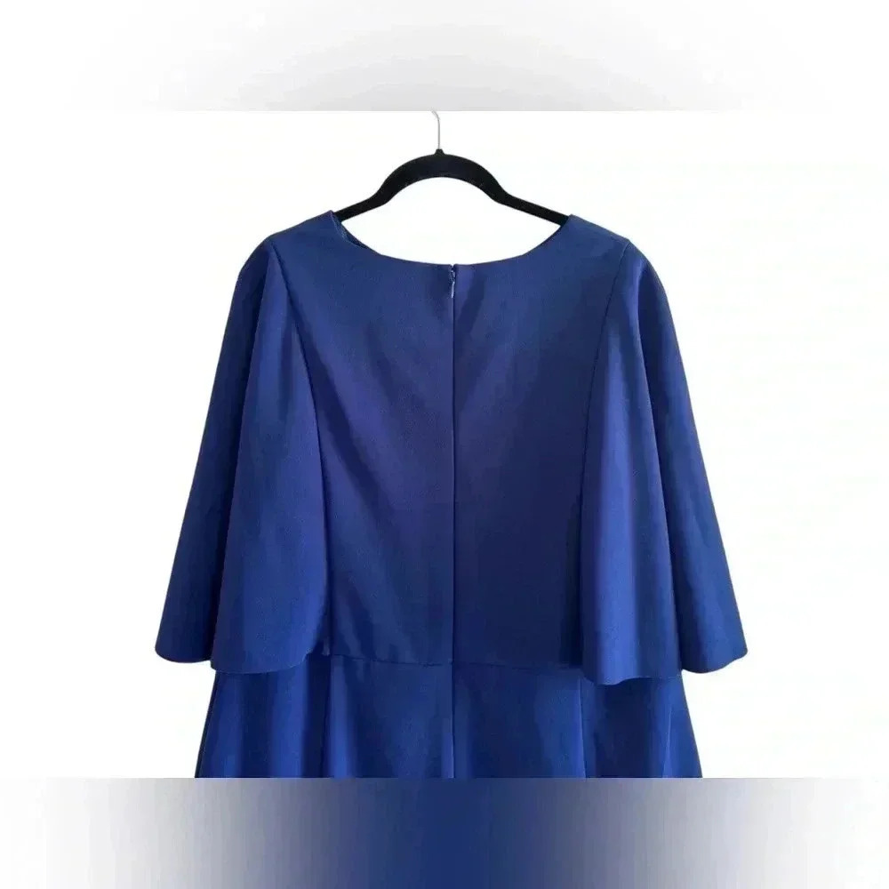 Lauren Ralph Lauren Navy Blue Flutter Crepe Dress - Picture 8 of 16